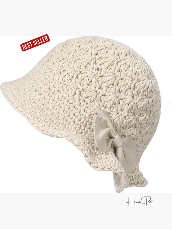 Hand Knitted Cotton Bucket Hat with Leather Bow main image 5